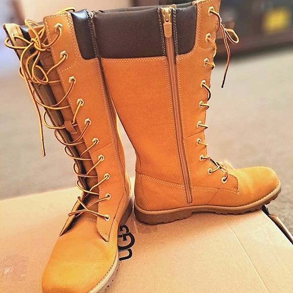 TIMBERLAND PREMIUM WHEAT BUCK LEATHER WOMEN'S 14in BOOTS SIZE 6.5 - Picture 8 of 12